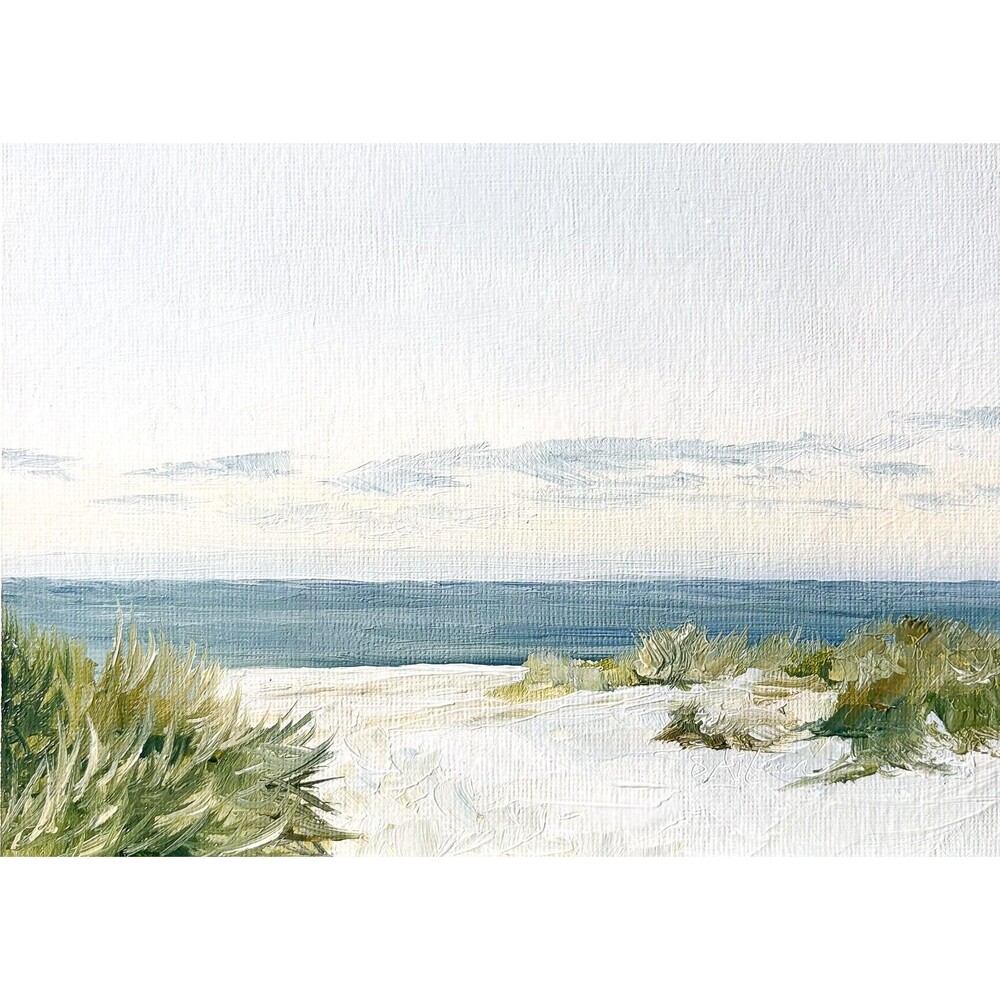 5x7 Original Oil Landscape Painting Seascape Impressionist Beach Dunes Signed